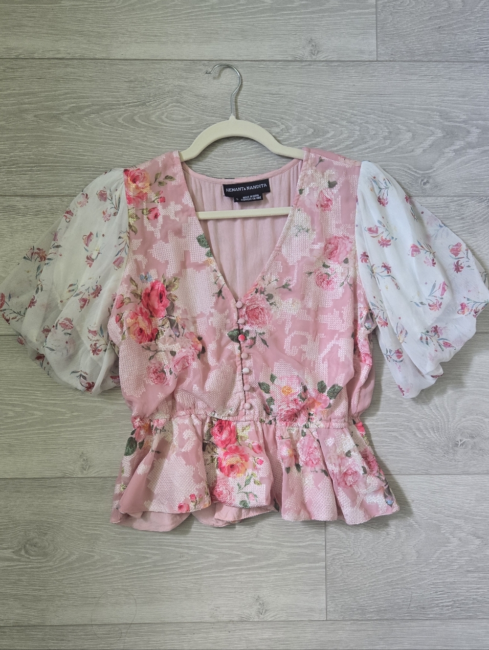 HEMANT & NANDITA Floral Peplum Blouse